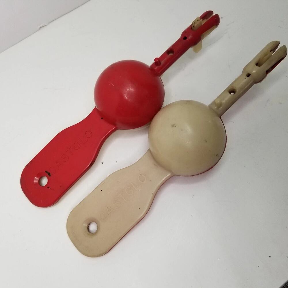 2 CastGlo Fishing Bobbers Red White Nighttime Glow In The Dark 6.5 Inches
